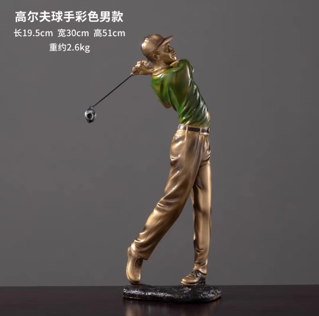 欧式高尔夫打球人物雕塑