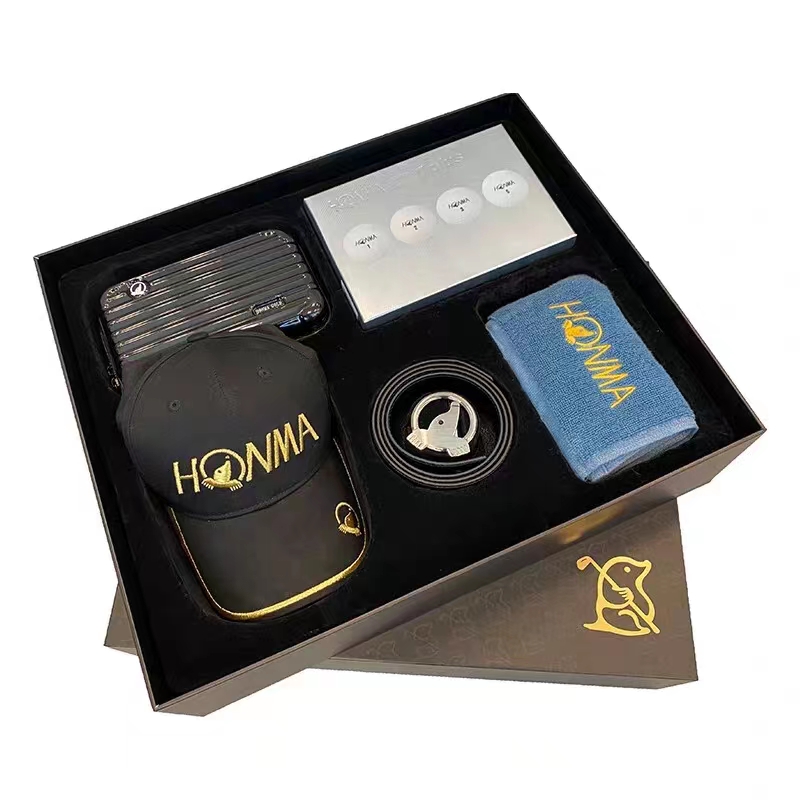 HONMA高尔夫球三层球帽子毛巾手提包腰带团购礼盒礼品五件套装