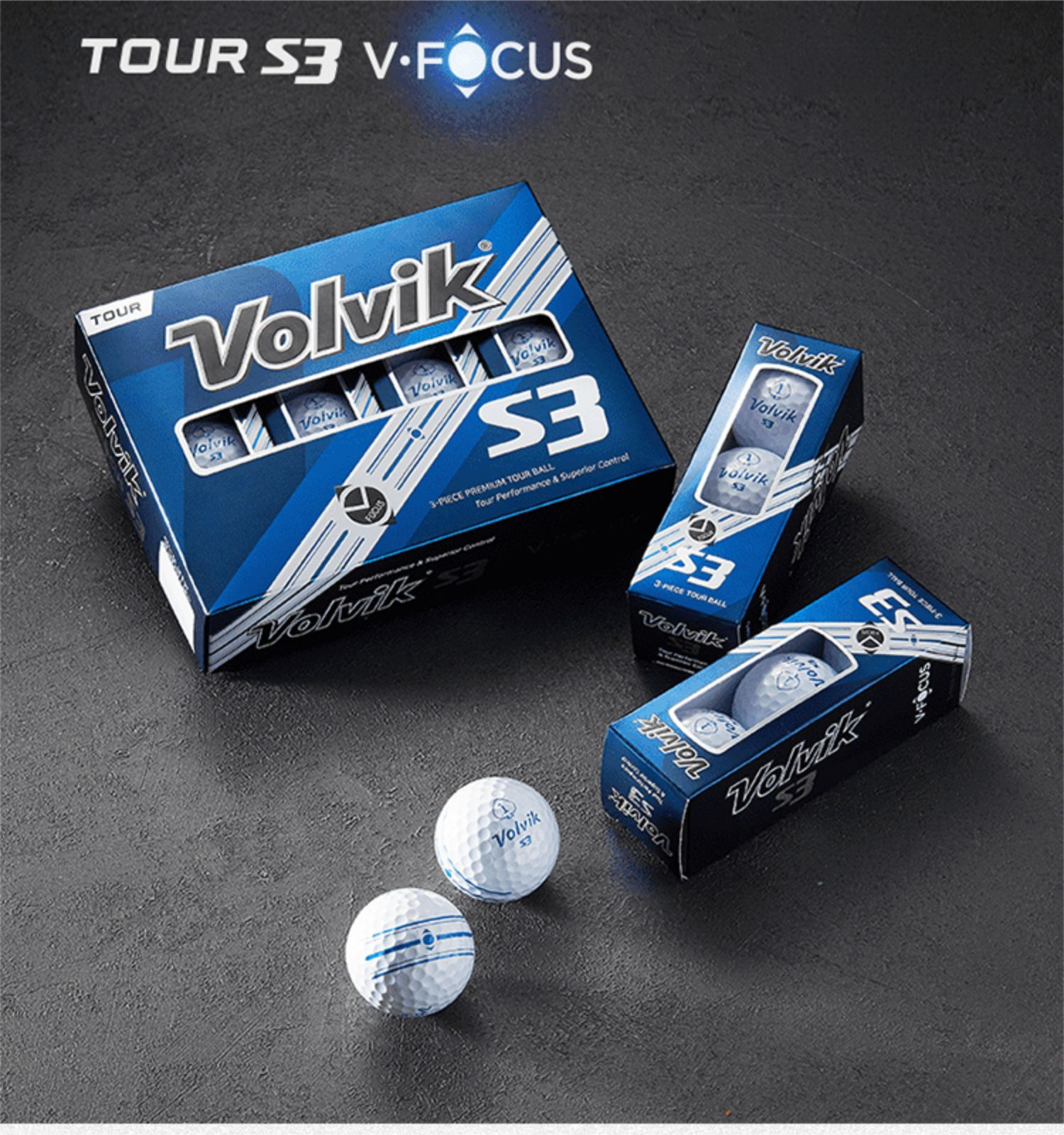 Volvik高尔夫彩球S3三层光面12粒职业定制golf礼盒礼品用品