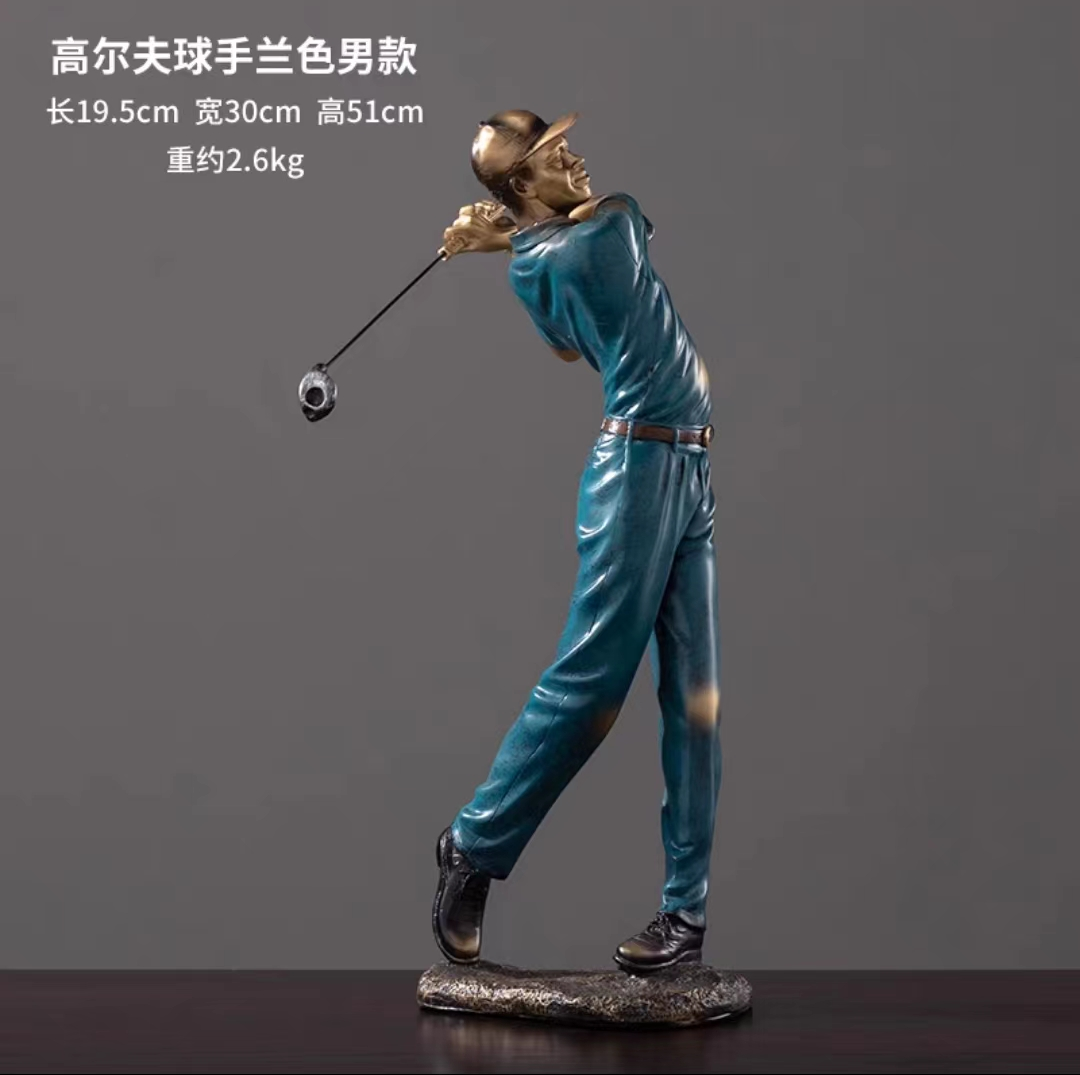 欧式高尔夫打球人物雕塑