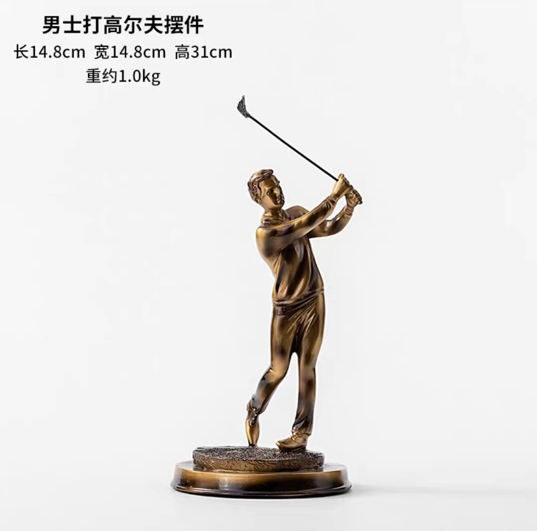 欧式高尔夫打球人物雕塑