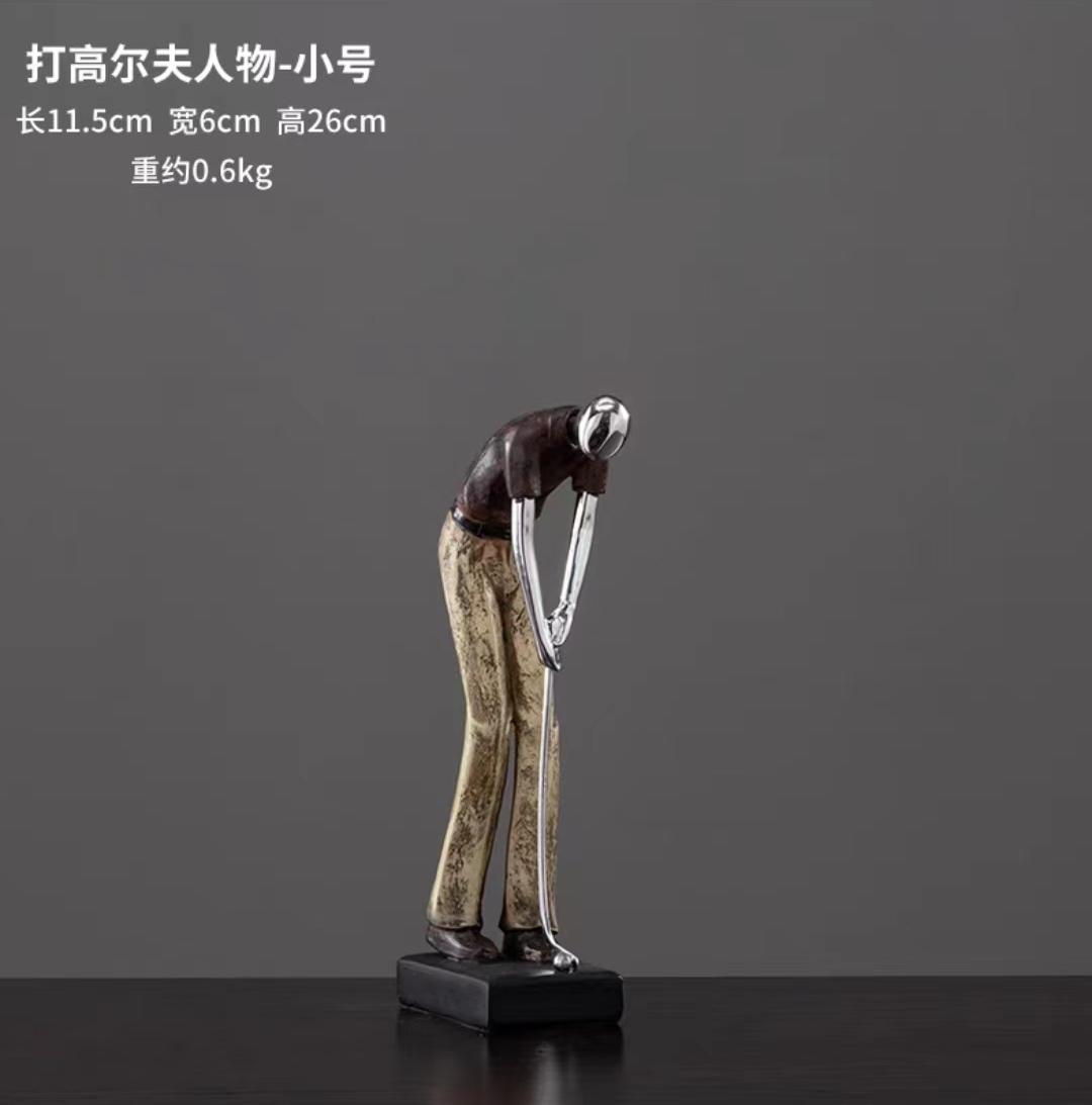 欧式高尔夫打球人物雕塑
