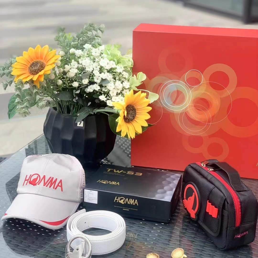 HONMA高尔夫皮带礼盒装 红马五件套高尔夫三层球礼盒装