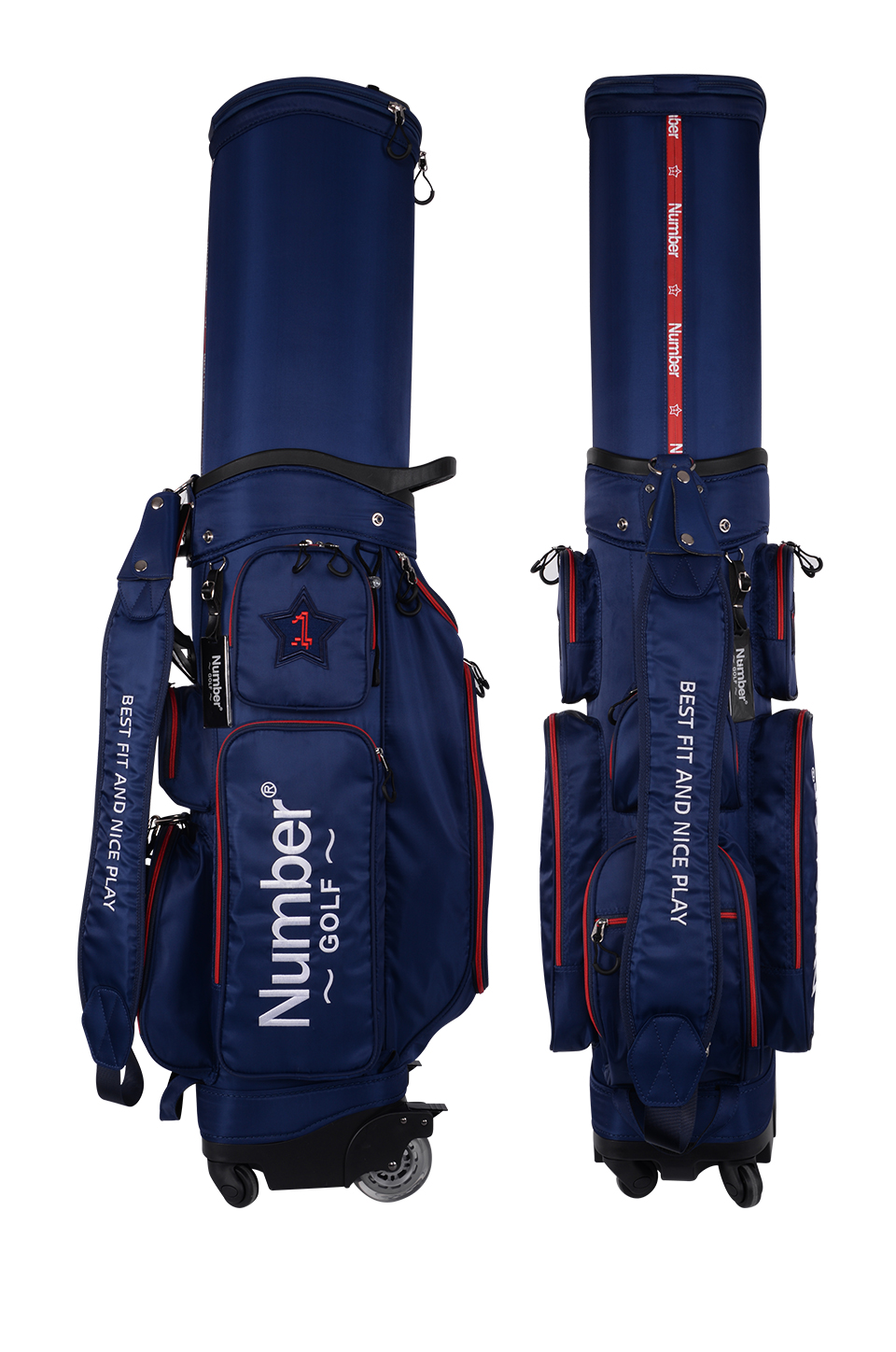 Number 高尔夫球杆包伸缩拖轮NMC-006 可定制团队刺绣LOGO