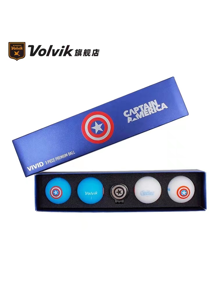 Volvik沃维克高尔夫彩球VIVID哑光三层漫威合作款联名礼盒Mark