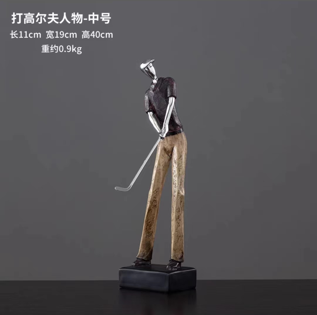 欧式高尔夫打球人物雕塑