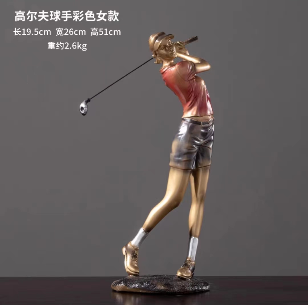 欧式高尔夫打球人物雕塑