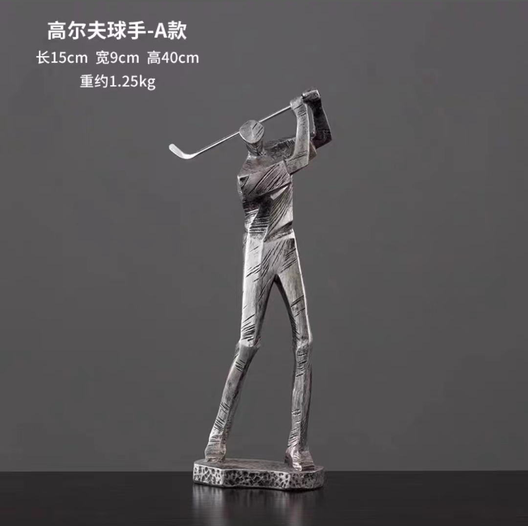 欧式高尔夫打球人物雕塑