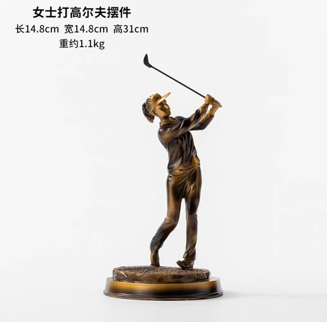 欧式高尔夫打球人物雕塑