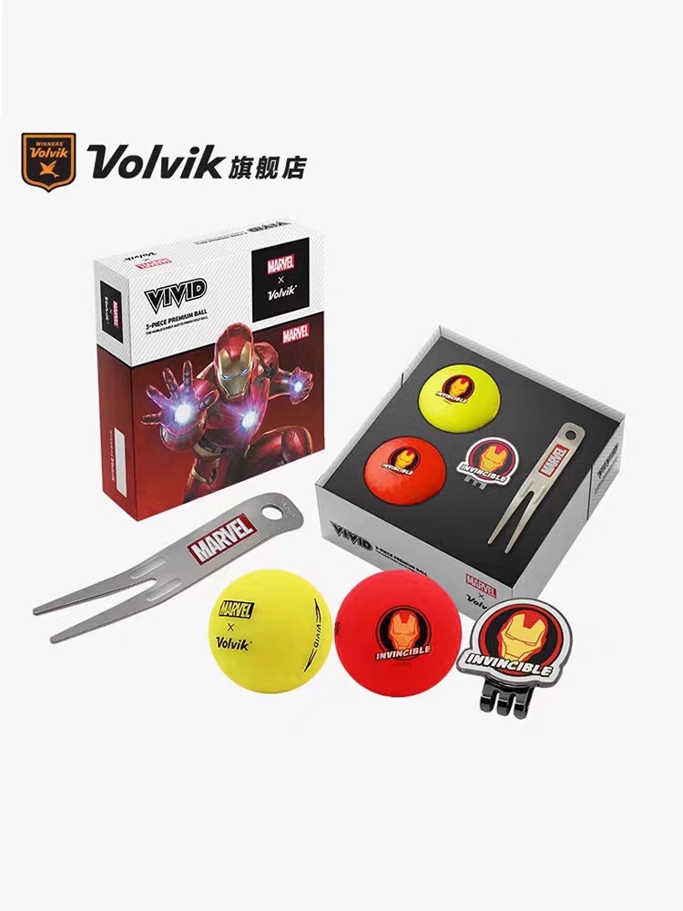 Volvik沃维克高尔夫球漫威礼盒VIVID哑光三层2粒+1MARK+果岭叉